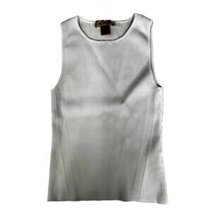 Bailey 44 Stretchy White Ribbed High Round Neck Tank Top
Size M